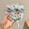Scrunchie lenço quadrado estilo pastoral francês para meninas e crianças, elástico de cabelo doce com laço para coques, acessório de cabelo