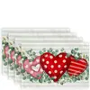 Nuevo mantel individual de lino estampado para el Día de San Valentín Amazon transfronterizo amor festivo restaurante occidental aislamiento térmico antiadherente mantel de mesa