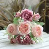 Flores de peonía artificiales, 5 cabezas, peonía de primavera, flores de seda para decoración del hogar, flores de rosa persa artificiales multicapa