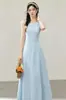 Vestuário Feminino 2026 Verão Novo Vestido Colete Sem Mangas Estilo Coreano Fresco e Gentil Vestido Justo com Ajuste na Cintura