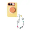 Funda magnética para teléfono con patrón de ondas, color sólido, compatible con Apple 18DUO, iPhone Duo, con cordón, a prueba de caídas y elegante