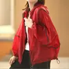 Ropa de Protección Solar de Secado Rápido con Empalme para Mujer, Nuevo Estilo de Verano, Gama Alta, Talla Grande, Ropa Transpirable con Protección Solar, Chaqueta Holgada de Manga Larga en Color de Contraste