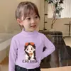 Y2301# otoño e invierno niños terciopelo cuello semi-alto manga larga cálido manga larga mujer talla grande niños acolchado camiseta interior base