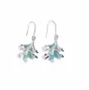 Pendientes de Zirconia con Forma Irregular de Hoja de Ginkgo Azul Diseño para Mujer Pendientes Únicos de Nicho Pendientes Estilo Nuevo 2025