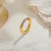 Anel Duplo Cravejado com Diamantes em Ouro 18K Anel Statement Empilhável com Acabamento Polido, Joias Femininas Transfronteiriças Europeias e Americanas da Amazon