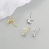 Pendientes de hoja con forma de palabra de plata Jufeng S925, nuevos y sencillos, con personalidad moderna y diseño de árbol de diamantes.