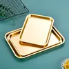 Acero Inoxidable Dorado Rectangular Plato Dulcero Plato de Cena Bandeja Plato Plano Estilo Japonés Plato Cuadrado Vintage Estilo Antiguo