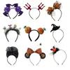 Accesorios para el Cabello de Halloween Transfronterizos Diadema Calabaza Murciélago Araña Sombrero de Mago Diadema de Malla Puesto del Mercado Nocturno Diadema Luminosa