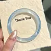 Pulseira Olho de Gato Tipo Gelo para Mulheres, Joias Atacado Gradiente Azul Gelo Luar Branco, Pulseira de Jade Gelo-Transparente Pedra Olho de Gato