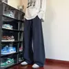 Calças Curvas Estilo Novo Primavera e Outono 2026 para Homens e Mulheres, Calças Esportivas de Corte Reto, Calças de Tricô Largas e Soltas Estilo Hong Kong, Comprimento no Chão