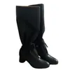 Botas Altas Chuyuji 2026 Primavera y Otoño Estilo Nuevo Punta Redonda con Cordones Versátiles Hasta la Rodilla con Tacón Grueso y Superficie Suave