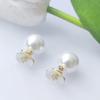 Aretes Dulces y Elegantes de Concha de Flor de Perla con Diseño Nicho Exquisitos Aretes Aretes de Botón
