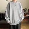 Sudadera de cuello redondo para hombre, color liso, versátil, resistente, para otoño, nueva tendencia, manga larga, de felpa de zorro plateado, venta al por mayor de fábrica