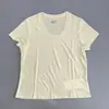 Camiseta de Verano Casual de Manga Corta para Mujer, Color Sólido, Transpirable, Estilo Casual, Cuello Redondo, Versátil, Favorecedora, para Uso Diario, Tejido Tencel Lino