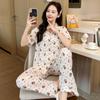 Verano Caliente en Vivo Nuevos Pantalones Cortos Pijamas para Mujer Cárdigan Sencillo Ropa Exterior Dulce Ropa para el Hogar Transfronterizo
