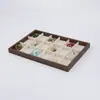 Bandeja grande de madera de nogal con veta, para anillos, collares y joyería, con compartimentos para organizar y exhibir accesorios
