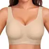 Suporte suave transfronteiriço, sem aro, sutiã sem costura confortável e de suporte para mulheres com seios grandes, plus size, pode ser usado como peça externa