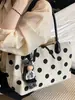 Bolsa Tote Yuezi Poá Color Block Grande Capacidade, Novo Estilo Verão Versátil Relaxado Linho Bolsa de Mão, Bolsa de Ombro, Bolsa de Braço