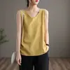 Pieza Única/Dos Piezas Algodón Lino Chaleco para Madre Tallas Grandes para Mujer Holgado Verano Nuevo Estilo Ropa Interior Sin Mangas Cubre Vientre Top