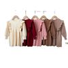 Ins Estilo Coreano Niñas Bebé Algodón Lana Tejido Otoño e Invierno Cálido Vestido Niños Suéter Falda Conjunto