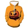 Venda direta estação independente fornecimento série Halloween casais abóbora caveira estampa 3D masculino solto suéter chapéu