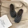 Estilo Coreano Lunares Birkenstock Head para Mujer 2026 Otoño/Invierno Suela Suave Cómodos para Ponerse y Quitarse Felpa Cálida Mocasines Pantuflas Peludas