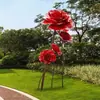 Escultura Grande de Flor Hueca de Acero Inoxidable Flor de Rosa Metálica Iluminación de Arte de Hierro Flor de Loto Adorno de Paisaje Exterior