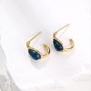 Brincos Pendentes Estilo Europeu e Americano Ins Gota Verde Ouro Azul Pinho Cobre Embrião Galvanoplastia PVD Luz Luxo Elegante Brincos Abertos Brincos Novo Estilo