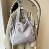 Bolso Tote para Mujer 2024 Nuevo Estilo Bolso para Mujer Simple Color Sólido Gran Capacidad Bolso de Tela para Hombro Bolso Escolar para Estudiante de Secundaria