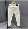 Calça Jeans Skinny Masculina Branca e Preta, Comprimento Cropped, Calça Casual de Nicho, Versátil, Lavada, Leve