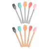 Mini Conjunto de Silicone para Assar de Cinco Peças Cabo de Madeira Cor Utensílios Pequenos para Cozinhar Espátula para Bolo e Creme Pincel de Óleo conjunto