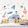 Adesivos de Parede Autoadesivos de Foguete e Astronauta Desenho Animado Fofo para Quarto de Crianças e Jardim de Infância Adesivos Decorativos BR1044F