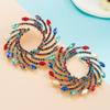Europeu e Americano Exagerado Big Brand Fashion Alloy Diamond Color Whirlwind Brincos Elegantes Femininos Super Flash Full Diamond Niche Brincos