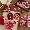 Acessórios de Cabelo Elegantes para Meninas com Estampa Xadrez Floral Vermelho Presilhas Versáteis Scrunchies Listrados de Alta Qualidade Elásticos de Cabelo Grampos de Cabelo