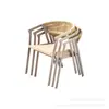 Silla de ratán para patio exterior, mesa y sillas de ocio, balcón al aire libre de jardín para el hogar, silla creativa con respaldo de cuerda para casa de huéspedes, mesa de café pequeña