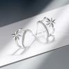 Brincos Stud Feminino estilo coreano Single-sided Diamond Dupla camada Letra U-shaped Gone Star elegante Ear Jewelry Stud Brincos