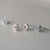 Aretes de botón de flor con diamantes de plata esterlina s925, estilo elegante, lindos, dulces para niña, aretes de corazón, nicho avanzado 9545