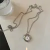 Pingente Geométrico de Estrela em Forma de Coração Colar de Relógio de Bolso Moda Commute Toque de Luxo Corrente para Clavícula Acessório de Colar Versátil para Mulheres