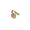 ¡Flor de Racimo de Perlas Diamante! Anillo Abierto de Flor con Circonita Bañado en Oro Real de 18 Quilates, Joyería de Lujo Ligero de Gama Alta para el Dedo Índice de Mujer