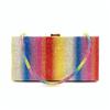 Bolsa de noite europeia e americana bolsa arco-íris strass envelope vermelho líquido strass cor contrastante moda clutch festa banquete bolsa de noite