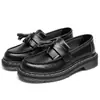Mocasines Transfronterizos con Borla Blanca para Mujer, Zapatos Pequeños de Cuero Genuino de Caña Baja, Zapatos Casuales Estilo Británico para Mujer, Estudiante, Puntera Redonda