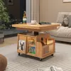 Mesa de Centro Ajustável, Carrinho Móvel Dobrável, Mesa de Chá em Madeira Maciça, Sala de Estar de Apartamento Pequeno, Mesa de Jantar Multifuncional para Sofá, Dupla Finalidade