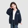 Jaqueta Feminina Estilo Coreano Black Ni Mumi Moletom Cardigan com Capuz Estiloso Outono 2026 para Crianças Maiores