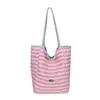 Bolsa de lona a rayas de doble cara 2026 nuevo estilo estilo coreano ins tote bolsa casual de un solo hombro gran capacidad bolsa de compras