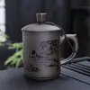 Caneca de Chá para Escritório de Areia Roxa Mineral Original com Gravação, Caneca de Água Grande Personalizada com Tampa, Xícara de Chá, Caneca de Cerâmica, Personalizada