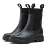 Botas de Lluvia de Moda Transfronterizas para Mujer, Zapatos Impermeables de Suela Gruesa, Zapatos Cómodos de Tejido Volador para Acampar al Aire Libre, Zapatos de Goma Antideslizantes para Cocina, Zapatos para Lavar el Coche