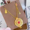 Nova Coleção da Loja de Ouro: Colar Auspicioso de Moeda e Bússola Oito Tesouros, Pingente Redondo em Filigrana, Corrente para Suéter, Joia Estilo Chinês