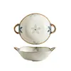 Conjunto de Tigelas e Pratos Azul Escuro, Pratos e Tigelas Estilo Japonês, Louças para Atacado, Tigelas de Arroz, Louças de Cerâmica, Tigelas de Sopa Domésticas, Tigelas com Duas Alças