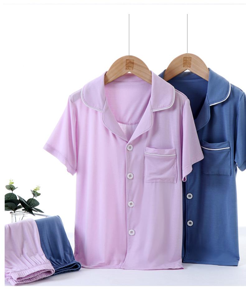 11215纯色翻领家居服短袖套装-_09