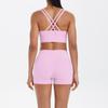 Sutiã Transpassado Europeu e Americano Sem Costura para Lixar Costas Cruzadas Esportivo Casual Shorts Levanta Bumbum Fitness Conjunto de Duas Peças para Yoga